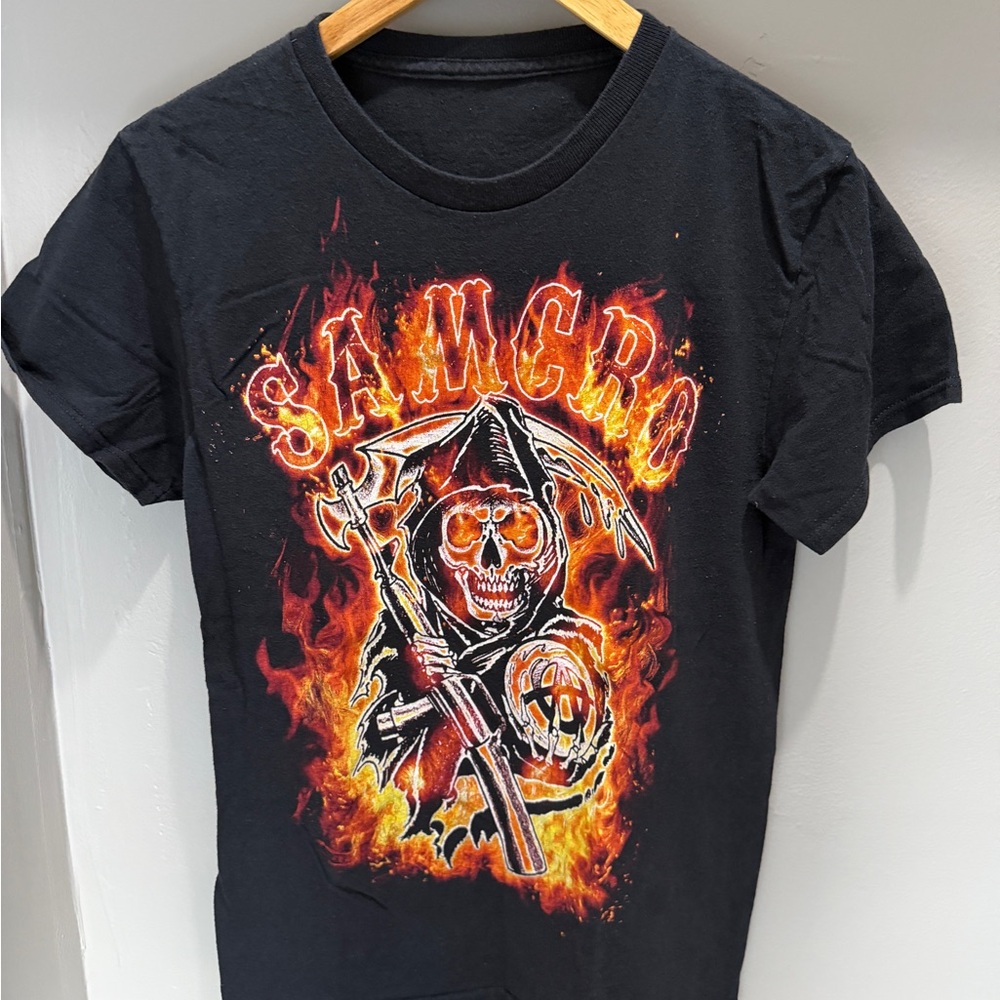 Black 'Samcro' Flame Graphic Tee